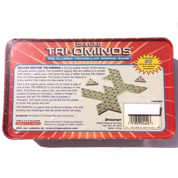 Tri-Ominos Tin The Classic Triangular Domino Game by Pressman Toy 021853044423 - Picture 3 of 3